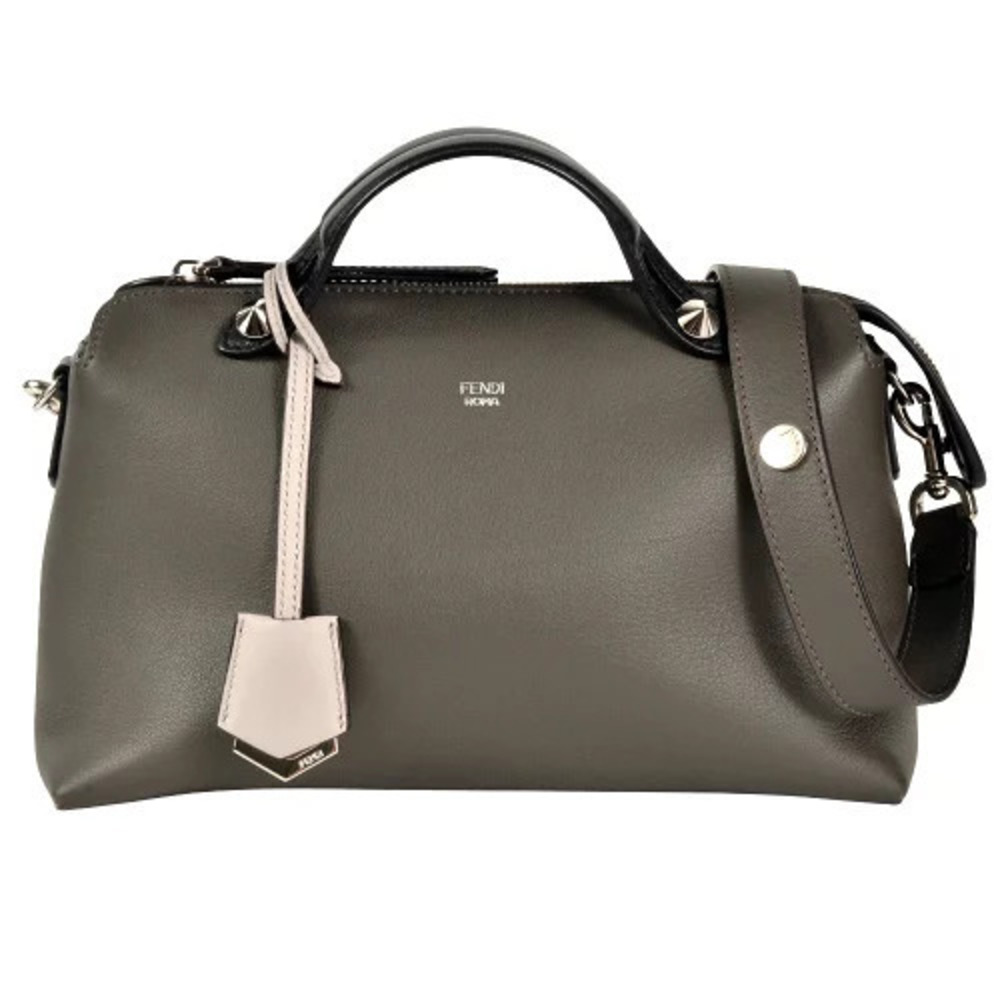 Fendi By The Way Handbag Leather Gray Shoulder Strap